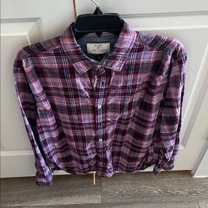 Flag & Anthem Men's Casual Plaid Shirt - Purple and Black